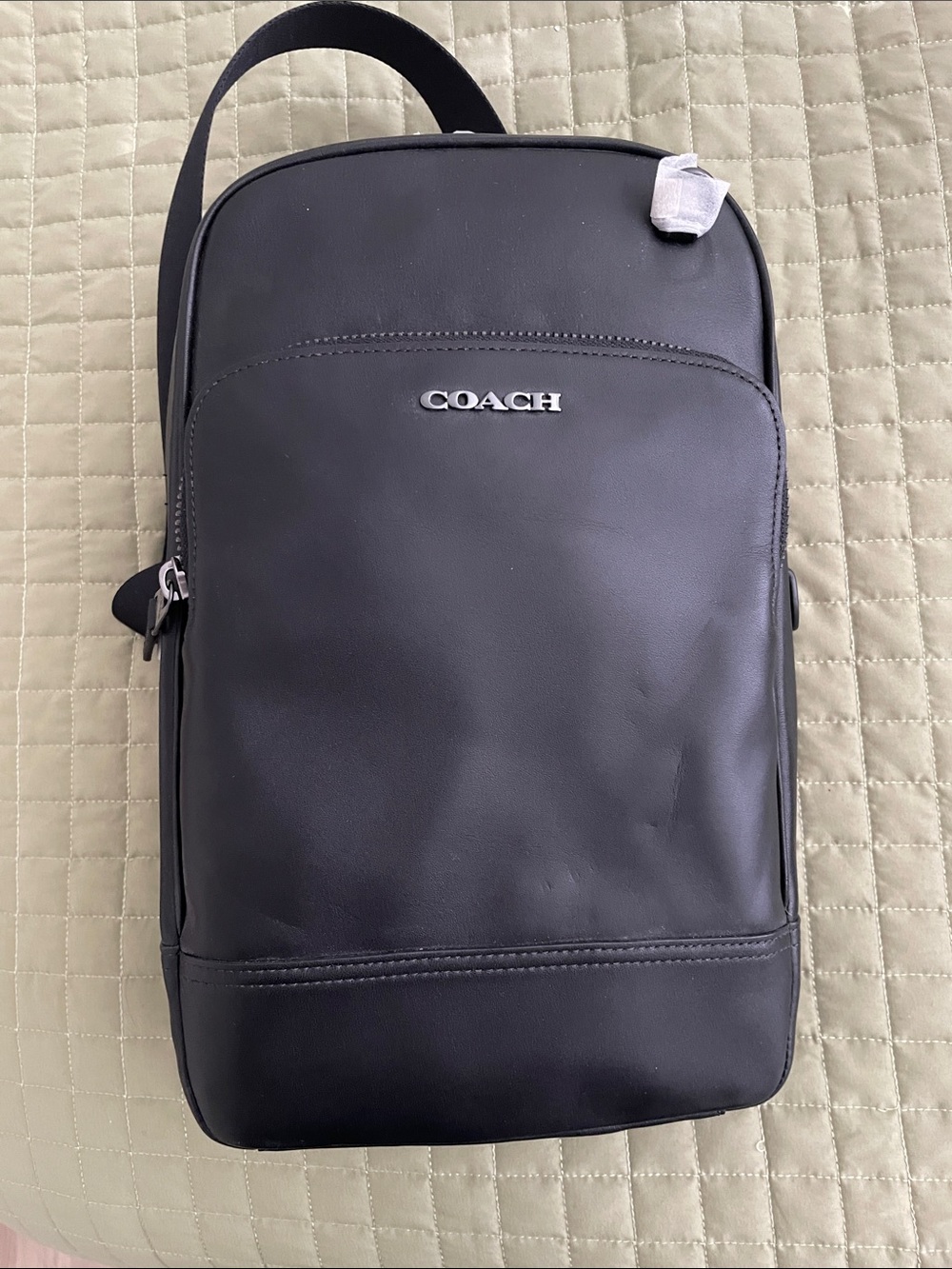 Brand New, Never Used COACH Black Leather Sling Bag for Men